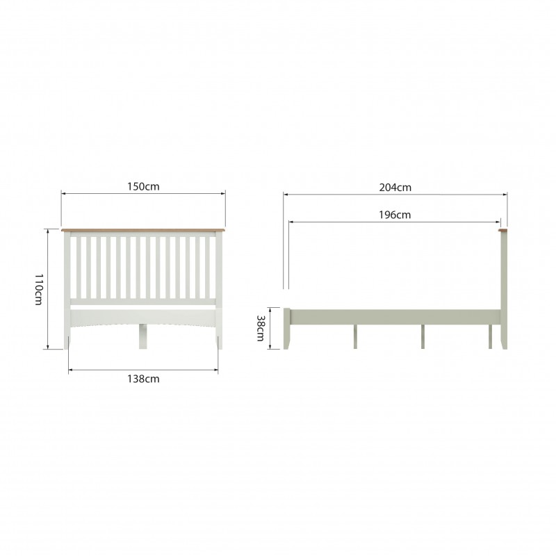 DC GA Double Bed Frame Pure White/Light Oak